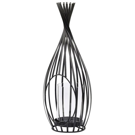 Lampion metalowy 38 cm czarny LOMBOK