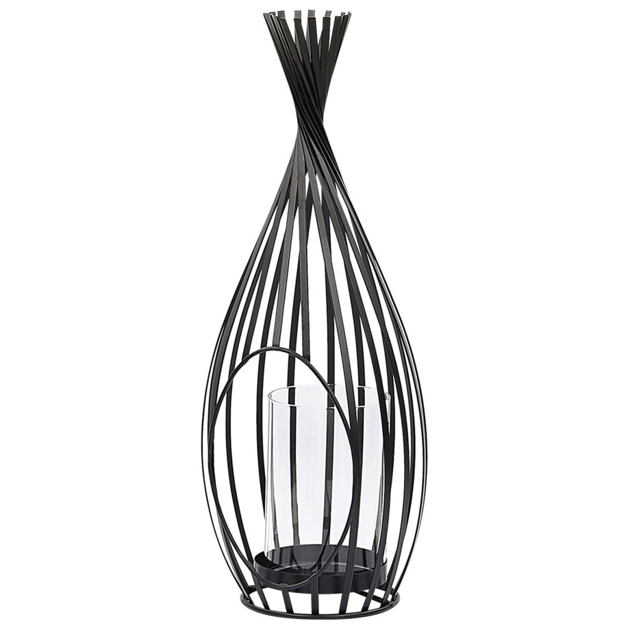 Lampion metalowy 38 cm czarny LOMBOK