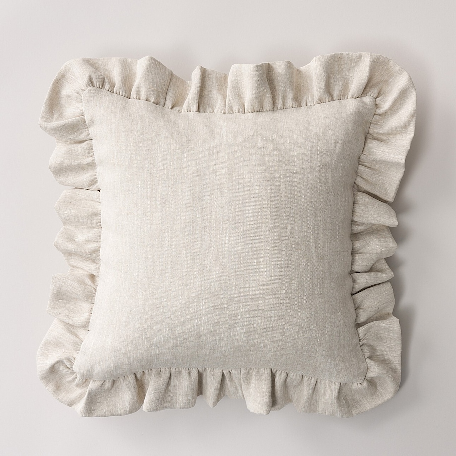 Poszewka Paula z falbaną 45x45 naturalny len