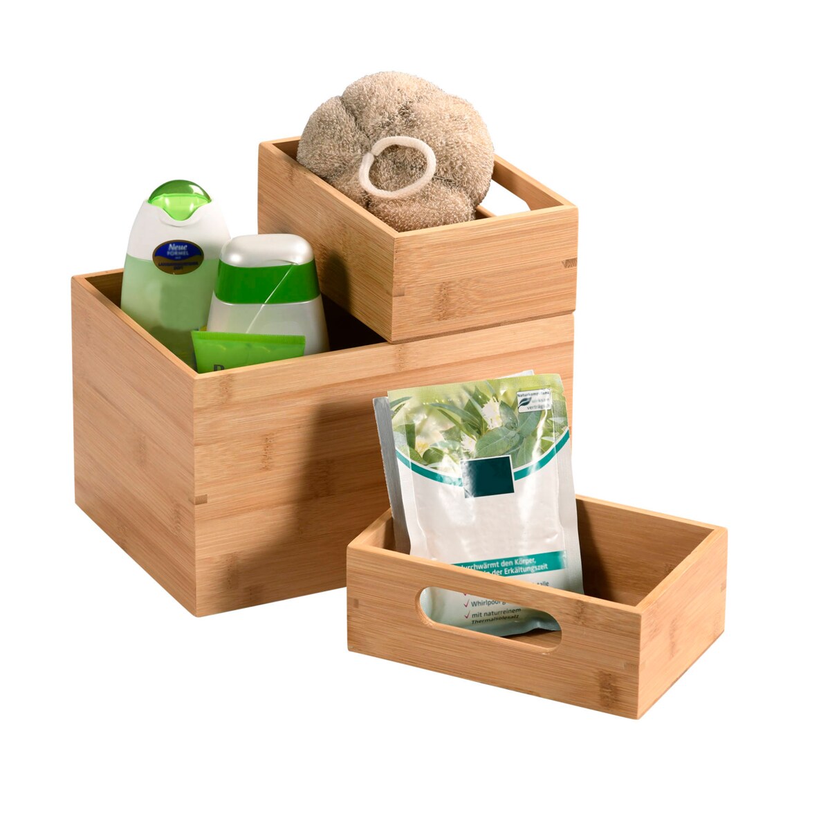 Zestaw trzech pudełek do przechowywania, bambus, Kesper