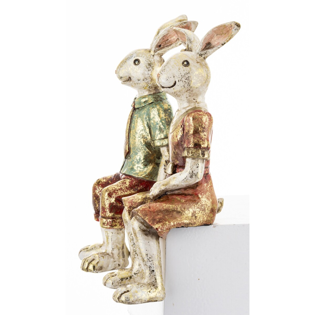 Dekoracja - para królików na ławce 24x21x6,5 cm MALJUNA-2