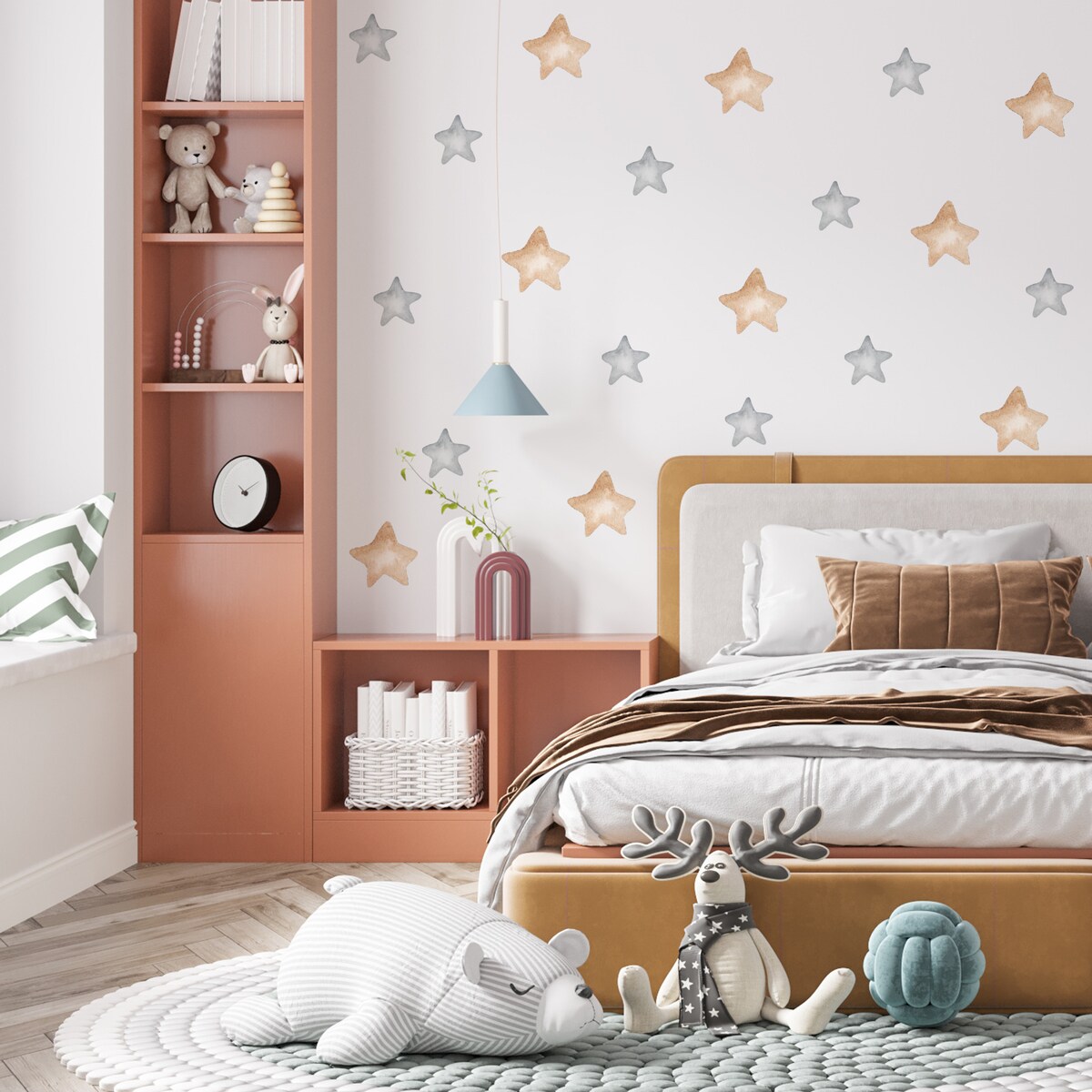 Naklejki Ścienne Do Pokoju Dziecięcego Pastelowe Kolorowe GWIAZDY ZESTAW 60x30cm