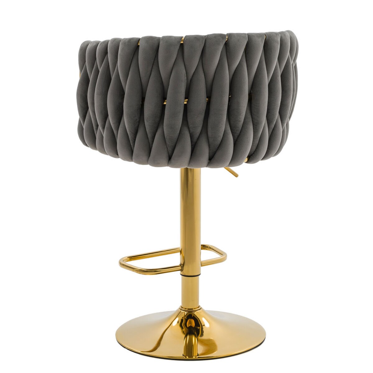 Hoker do kuchni krzesło regulowane do jadalni plecione oparcie ROSA GOLD