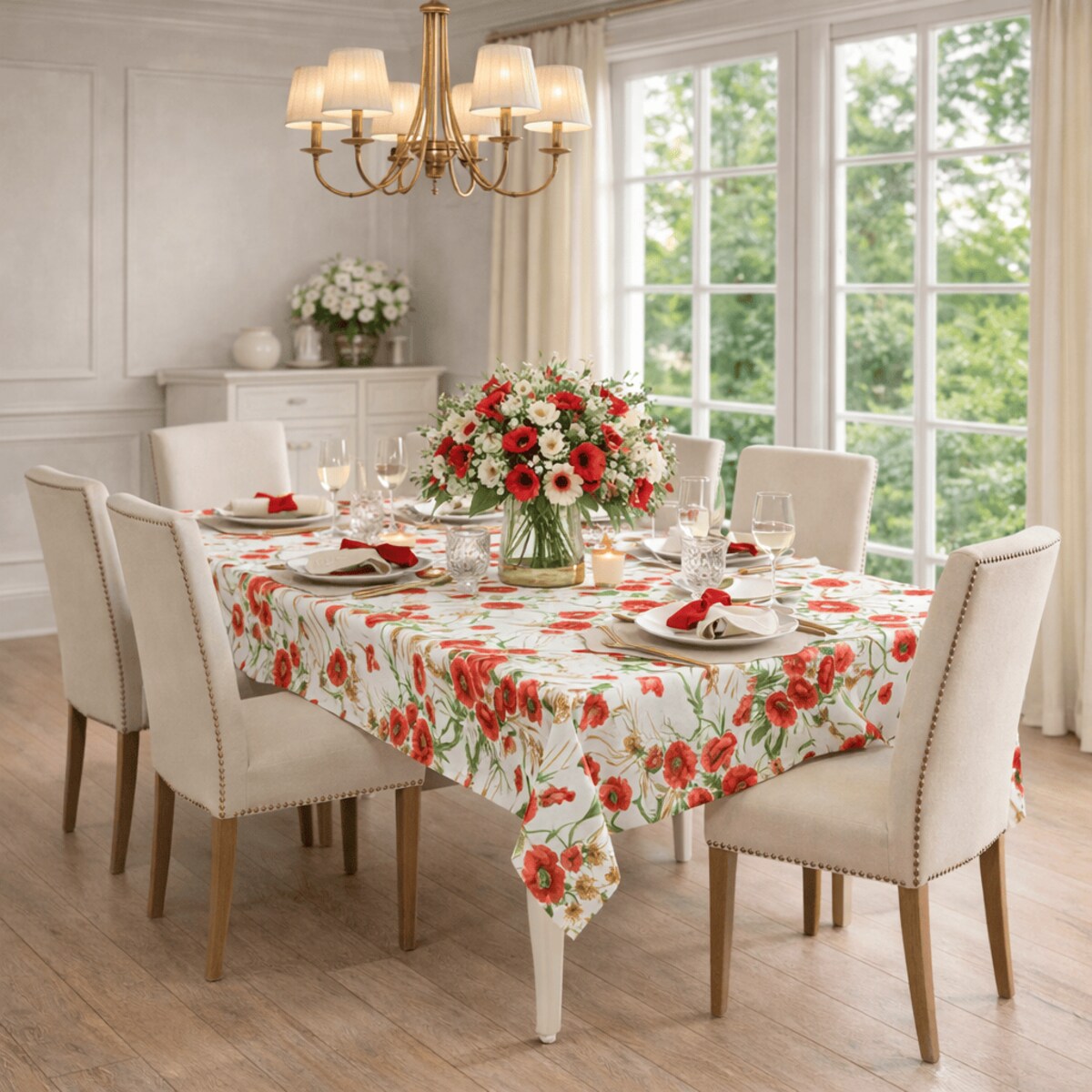 Obrus z motywem maków Poppy – 130 × 250 cm