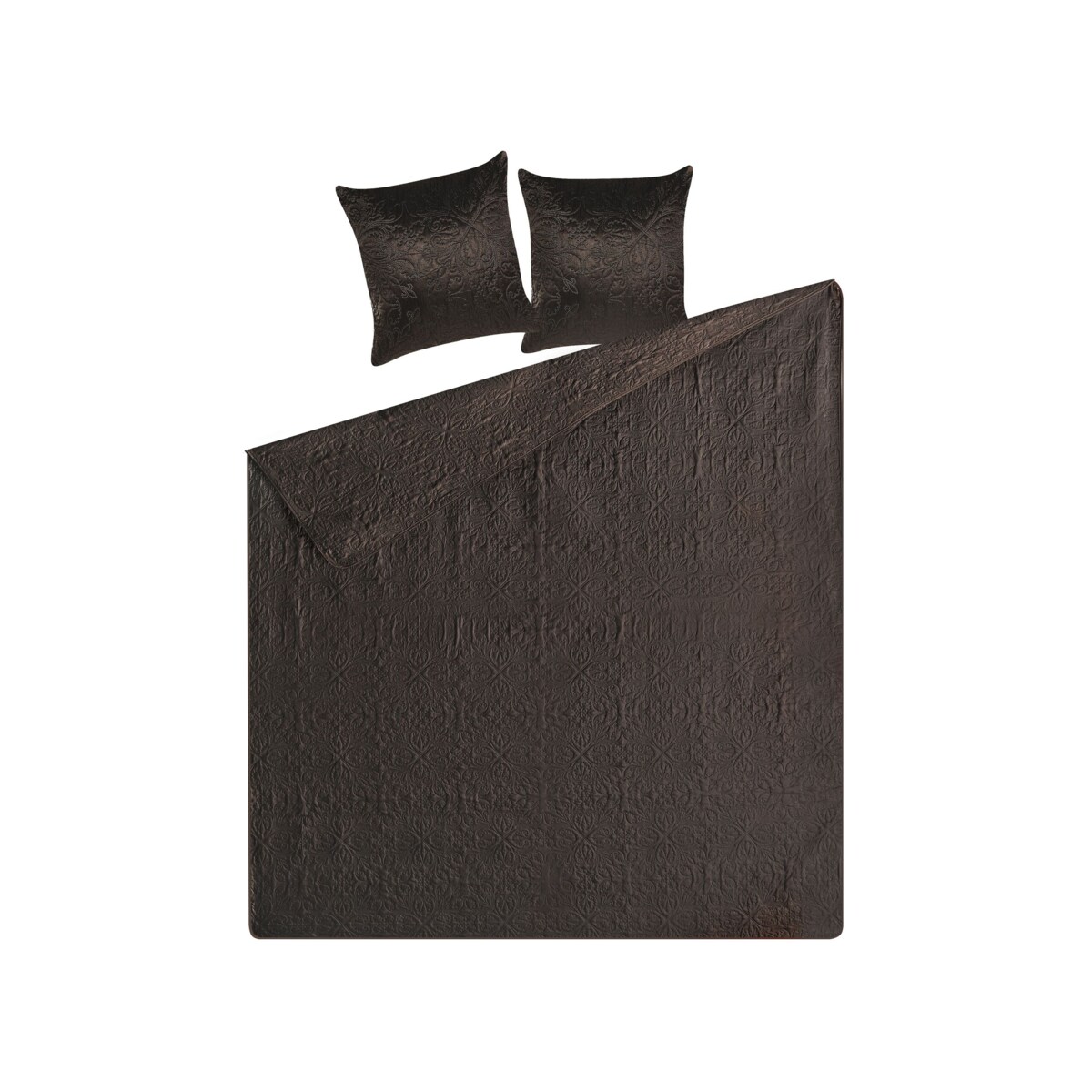 Komplet narzuta z poduszkami tłoczony 220 x 240 cm brązowy RAYEN