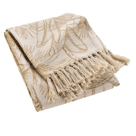 Narzuta z motywem liści 125 x 150 cm