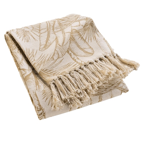 Narzuta z motywem liści 125 x 150 cm