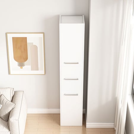 Regał Szafka Biała Nowoczesna Stojąca Słupek Wysoki Loft 3 Drzwi 170 Cm