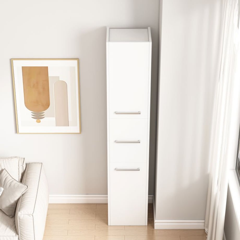 Regał Szafka Biała Nowoczesna Stojąca Słupek Wysoki Loft 3 Drzwi 170 Cm