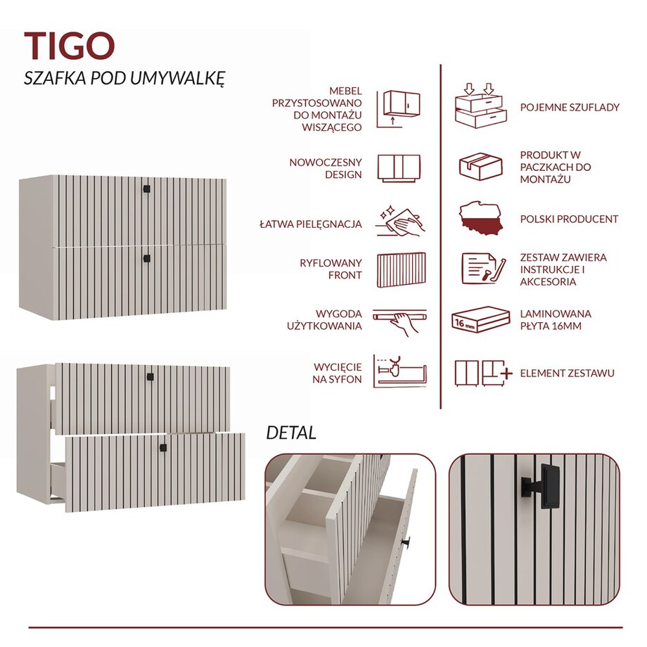 Szafka łazienkowa TIGO 80/2S KASZMIR
