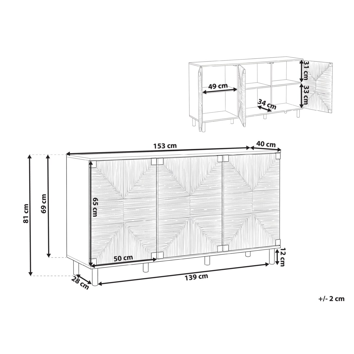 Szafka 3-drzwiowa BONDI Jasnobrązowy