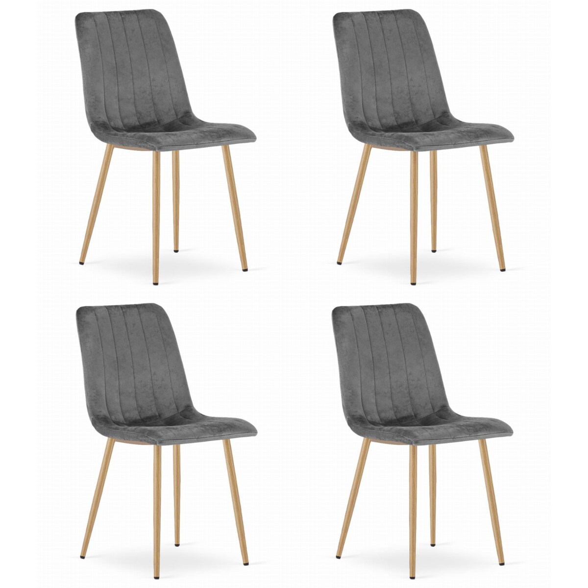 Krzesło Do Jadalni Kuchni Salonu Lava - Ciemny Szary Aksamit / Nogi Kolor Drewna X 4