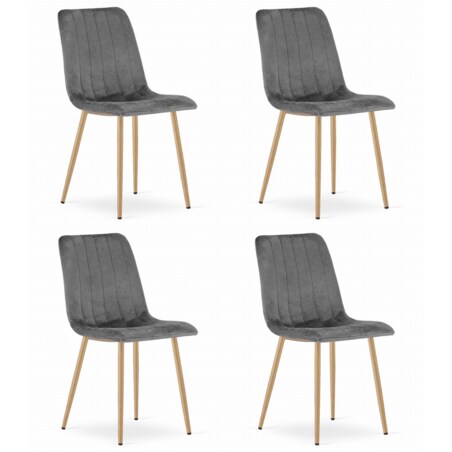 Krzesło Do Jadalni Kuchni Salonu Lava - Ciemny Szary Aksamit / Nogi Kolor Drewna X 4