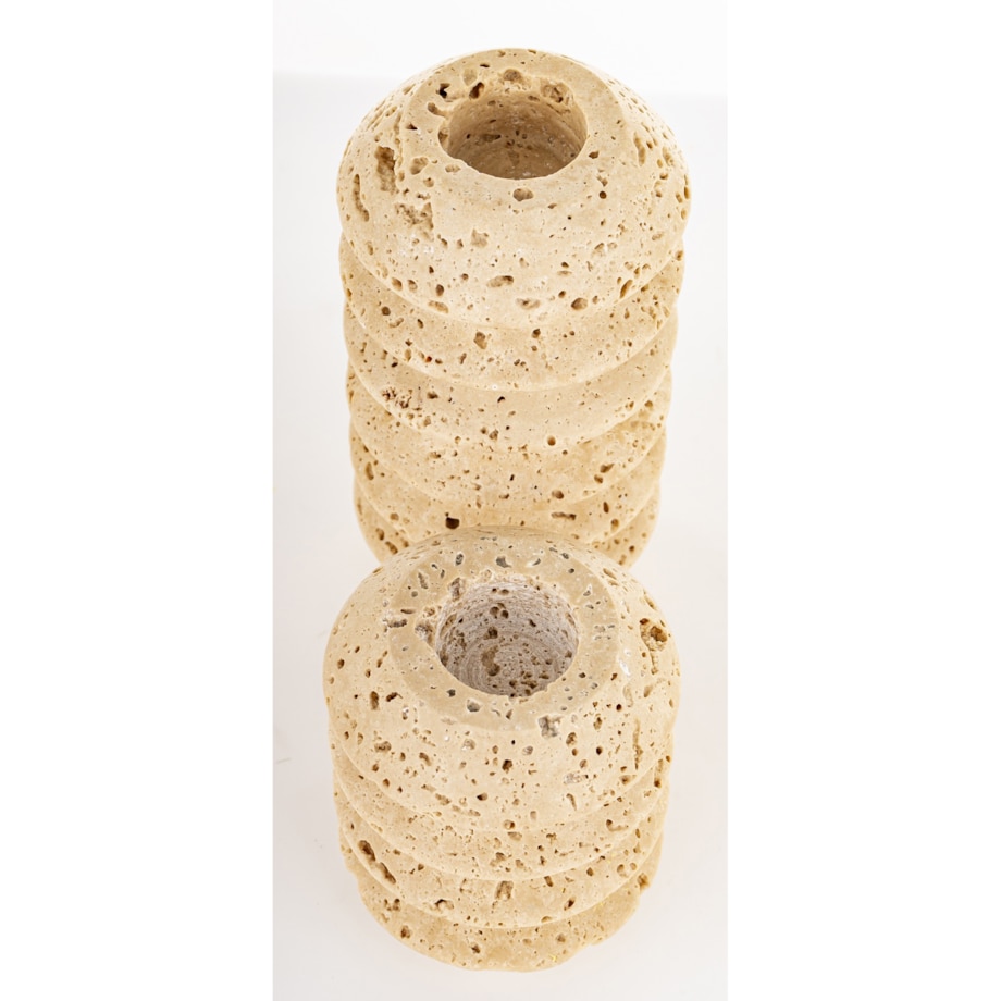 Świecznik komplet 2 szt. 12x6x6 cm TRAWERTYN beżowy