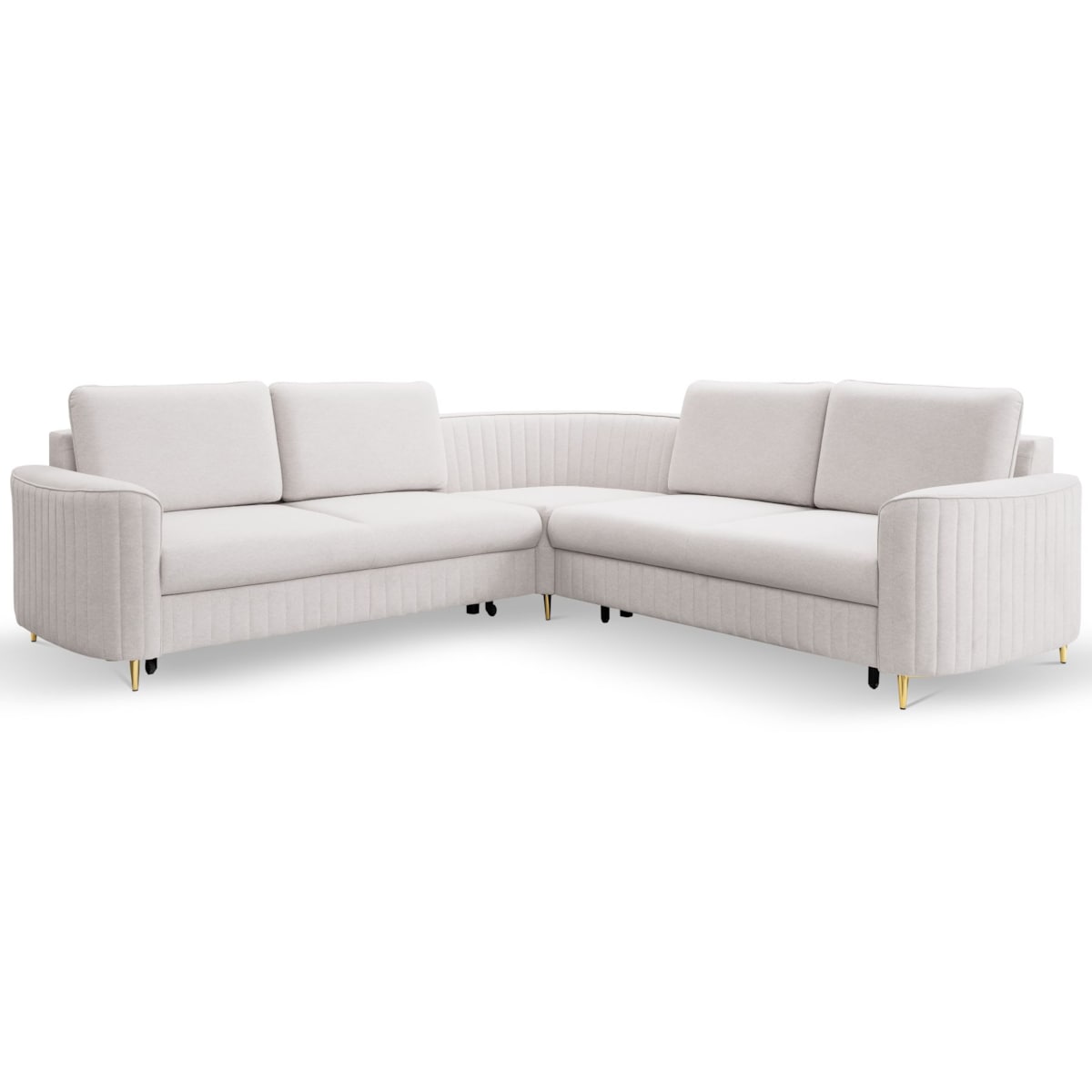 Narożnik z funkcją spania i pojemnikiem na pościel LOREN, zimny beż