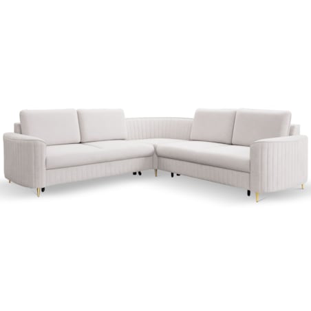 Narożnik z funkcją spania i pojemnikiem na pościel LOREN, zimny beż