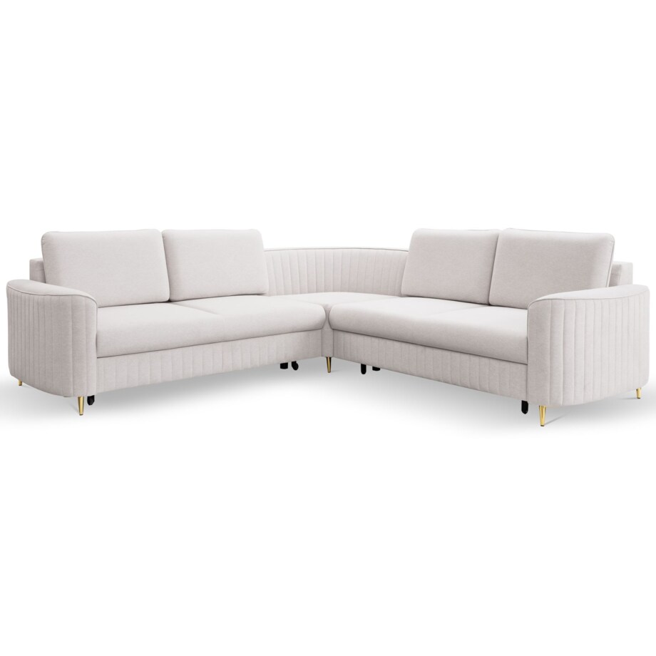 Narożnik z funkcją spania i pojemnikiem na pościel LOREN, zimny beż