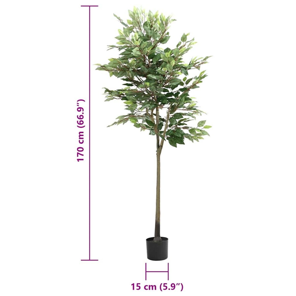 vidaXL Sztuczne drzewo Ficus 756 liści 170 cm zielone