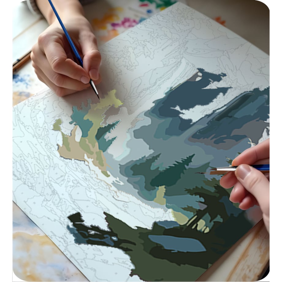 Malowanie po numerach obraz z ramą 40x50 Góry Massido