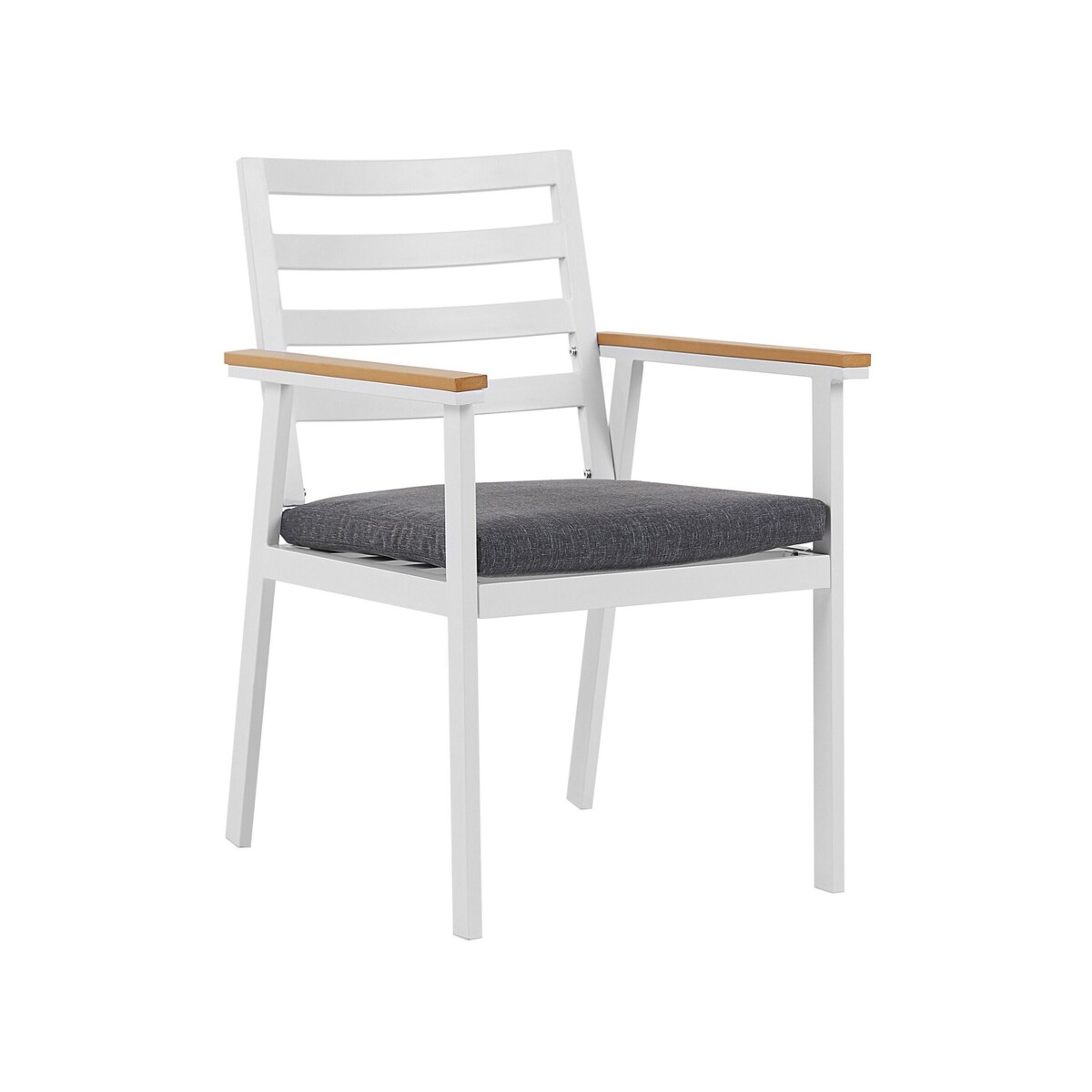 Zestaw ogrodowy stół i 4 krzesła biały z poduszkami szarymi CAVOLI