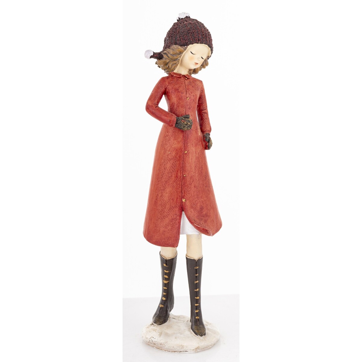 Figurka - Zimowa dziewczynka 20x7x7 cm TOSIA czerwona