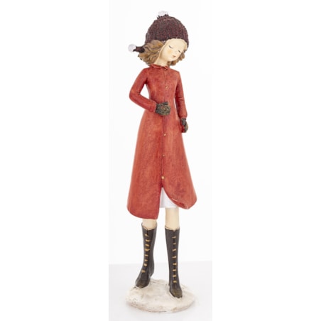 Figurka - Zimowa dziewczynka 20x7x7 cm TOSIA czerwona