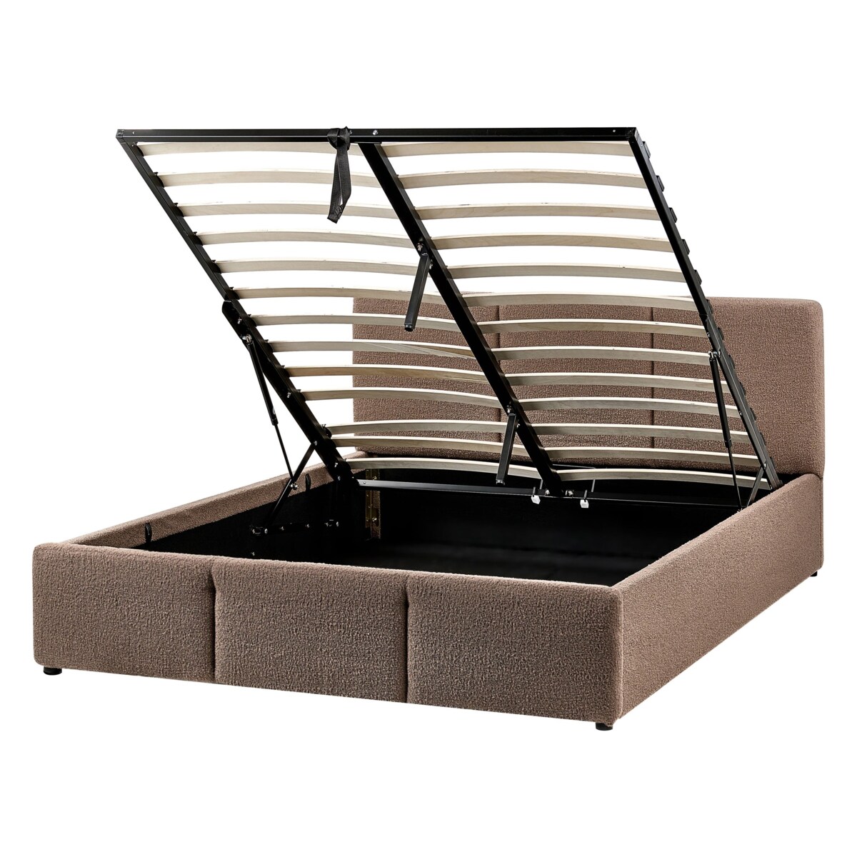 Łóżko z pojemnikiem Boucle BOUSSE 140 x 200 cm Beżowoszary