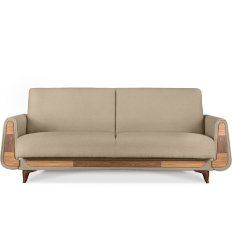 KONSIMO GUSTAVO Sofa trzyosobowa wykonana z beżowej tkaniny boucle