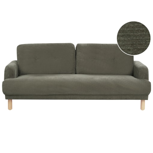 Sofa 3-osobowa sztruksowa ciemnozielona TUVE