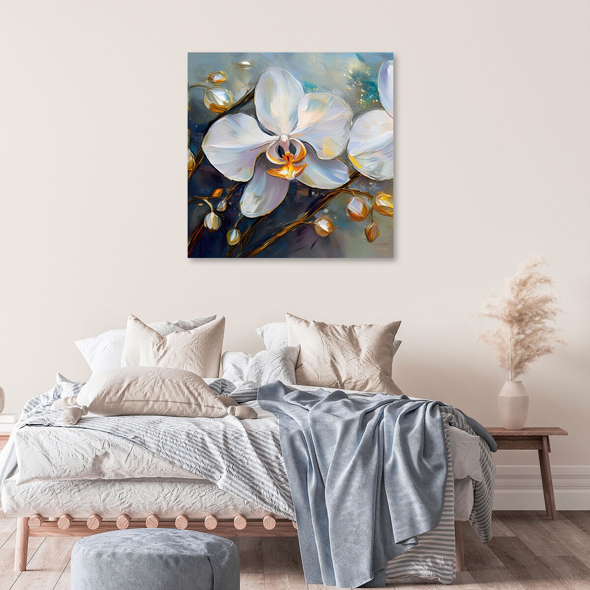 Obrazy do salonu do sypialni kuchni na ścianę Orchidea Storczyki Białe Kwiaty 60x60