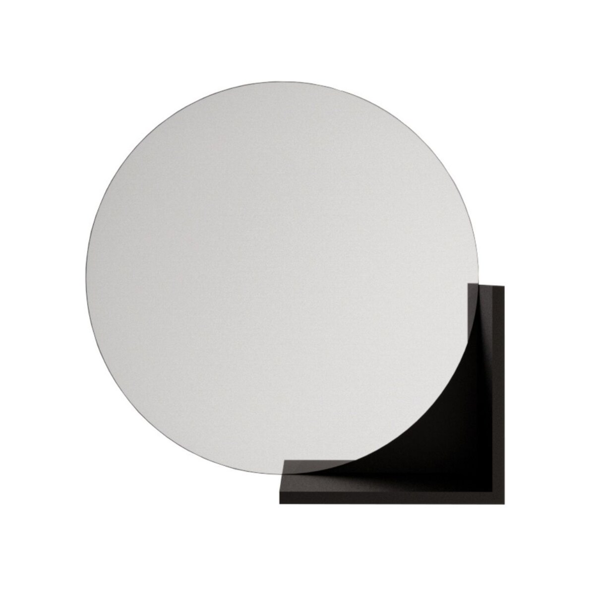 Okrągłe Czarne Lustro z półką Lucija / średnica 60 cm