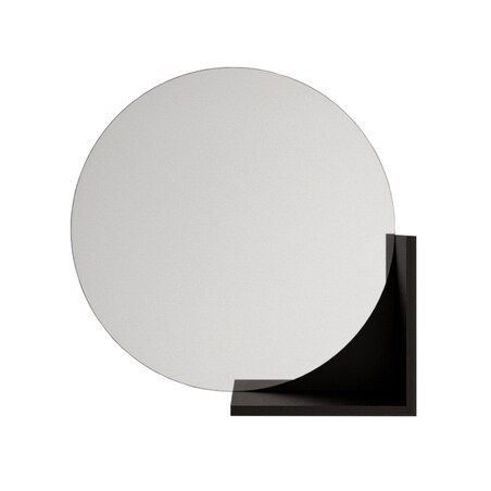 Okrągłe Czarne Lustro z półką Lucija / średnica 60 cm