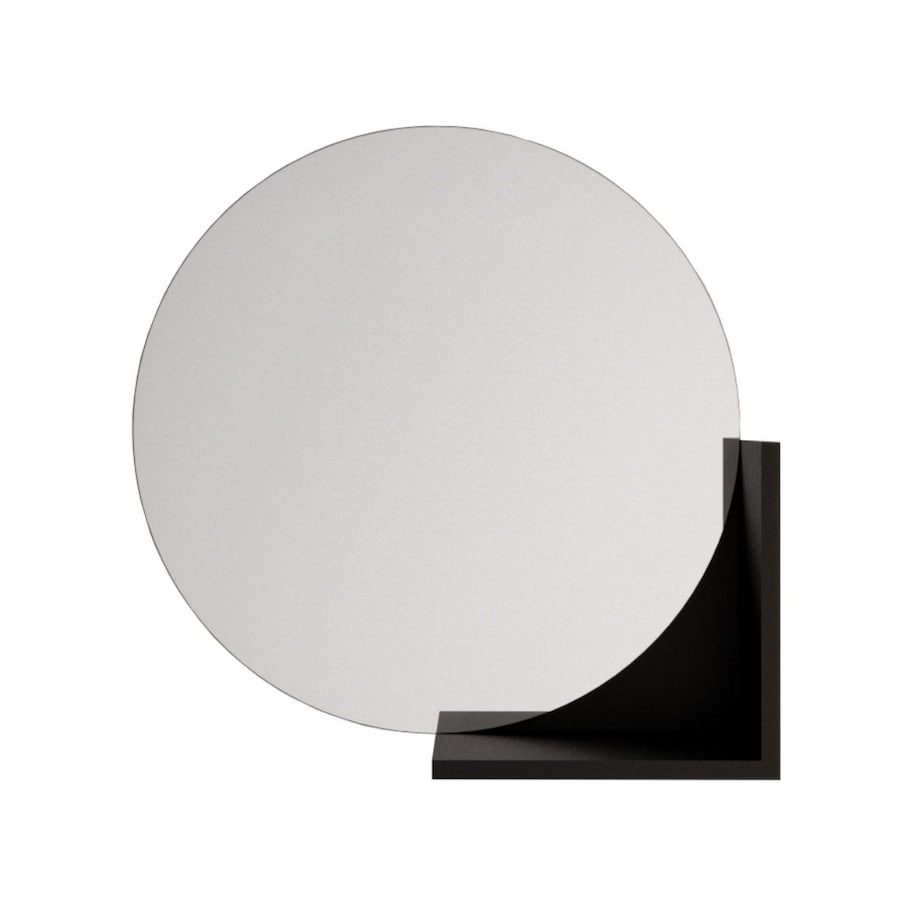 Okrągłe Czarne Lustro z półką Lucija / średnica 60 cm