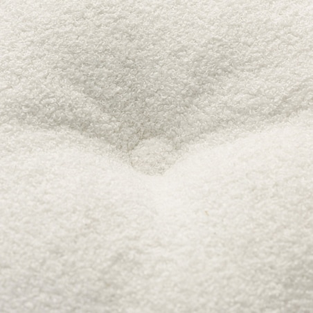 Poduszka okrągła z guzikiem, biała bukla, ⌀37 cm, Boucle Teddy