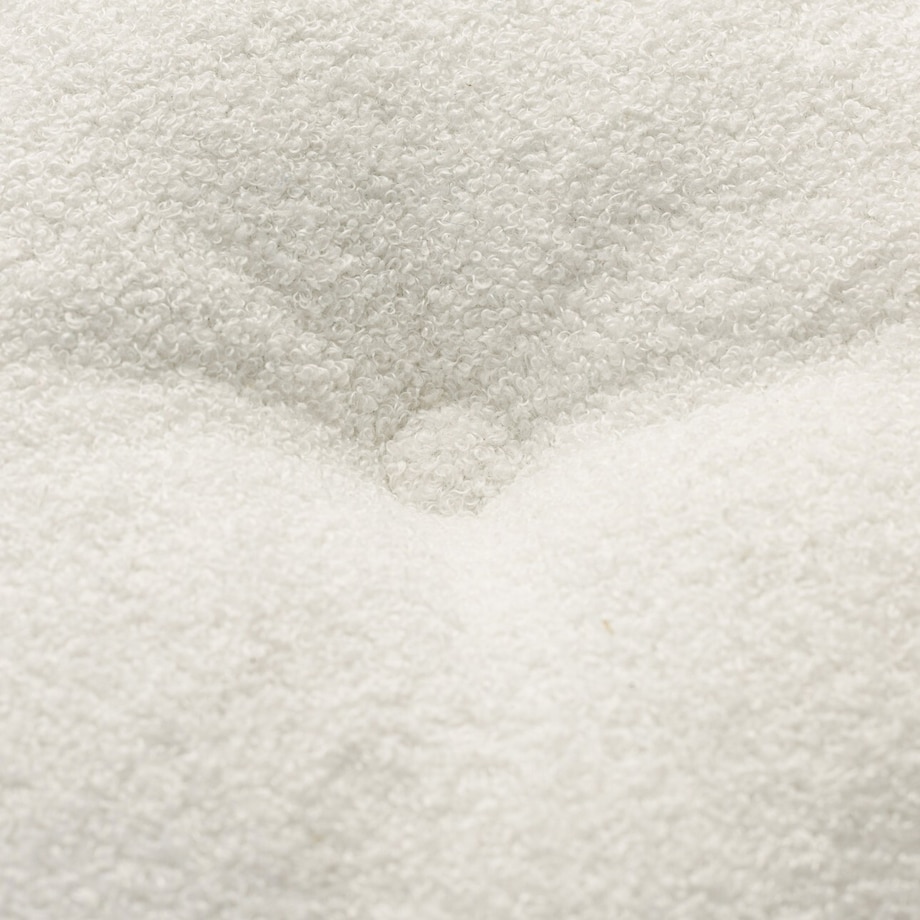 Poduszka okrągła z guzikiem, biała bukla, ⌀37 cm, Boucle Teddy