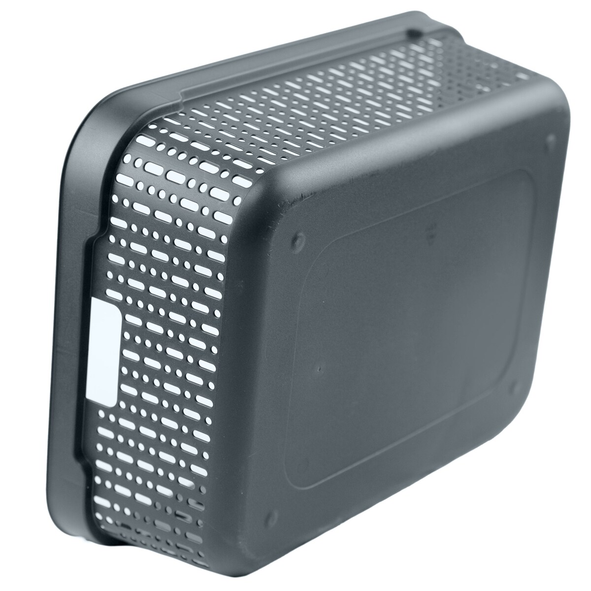 Koszyk Koszyczek Ażurowy XL Plastikowy Na Kosmetyki Do Łazienki Pojemnik Z Pokrywką Zamykany Z Dziurkami Szary