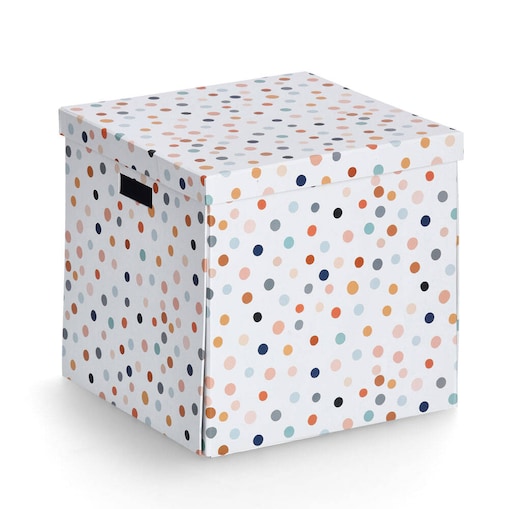 Kartonowe pudełko z pokrywą DOTS, 33,5 x 33 x 32 cm