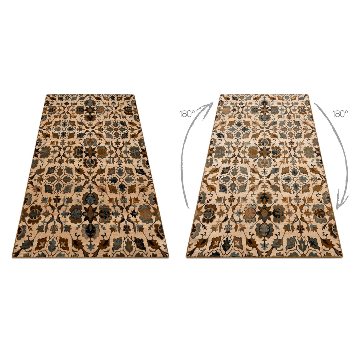 Dywan wełniany OMEGA AMALFI kwiaty kamel 170x235 cm