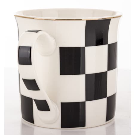 Kubek porcelanowy 9x12x9 cm w pudełku 380 ml SCACCHI- w czarno-białą kratkę