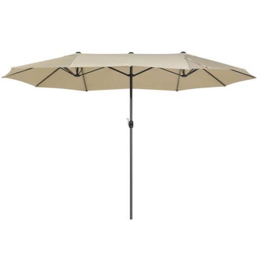 Duży parasol ogrodowy 270 x 460 cm beżowoszary SIBILLA