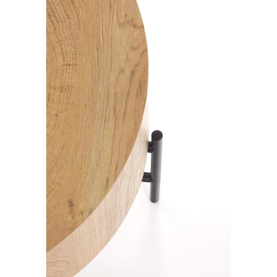 STOLIK KAWOWY Woodsten dąb OKRĄGŁY 45/45 cm Z MDF-u I METALU