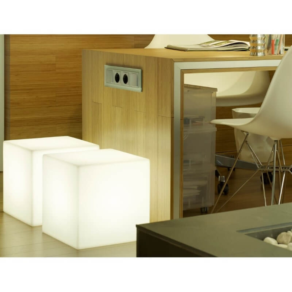 Ściemniana lampa ogrodowa Cuby LUMCB045SSNW King Home LED 1W 3000-6500K kostka IP65 biała