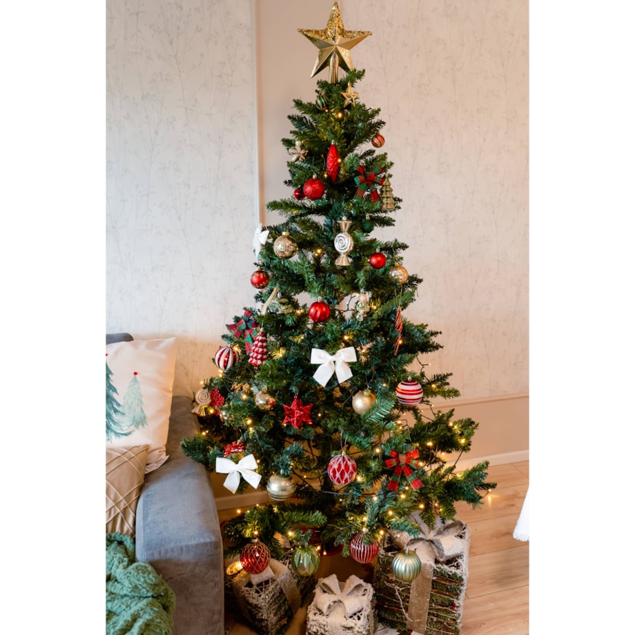 Kokardy świąteczne na choinkę, materiałowe, 3 sztuki, 10 x 9 cm