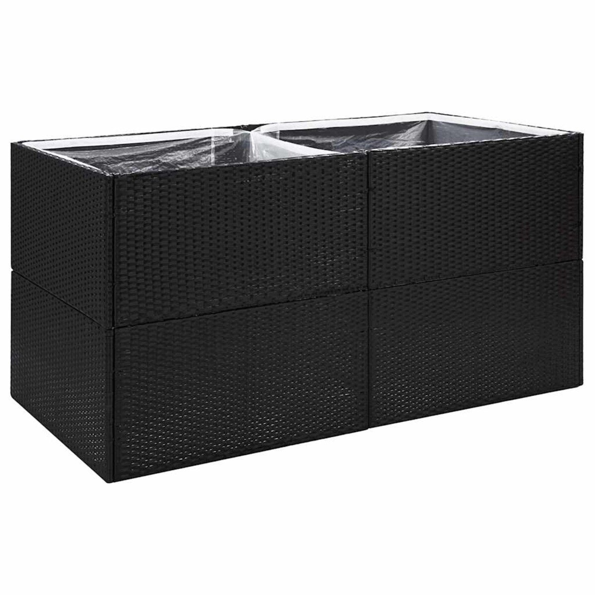 vidaXL Donica ogrodowa, czarna, 157x80x80 cm, rattan PE