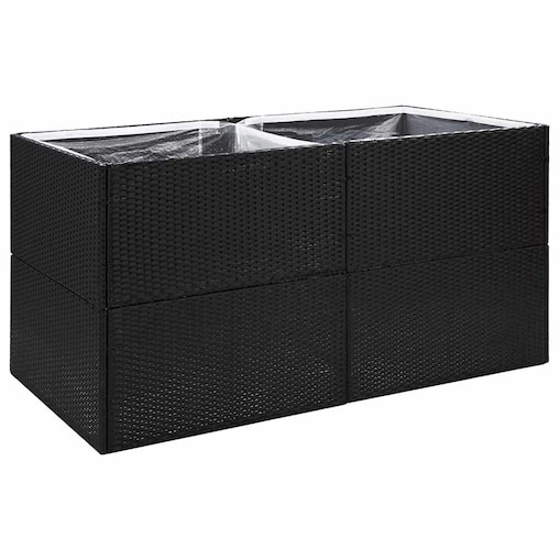 vidaXL Donica ogrodowa, czarna, 157x80x80 cm, rattan PE