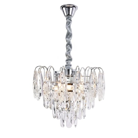 Lampa Sufitowa Wisząca Swe077-Cp 30Cm Chrom, Szkło, Metal, Tkanina