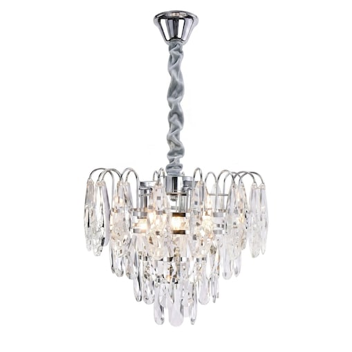 Lampa Sufitowa Wisząca Swe077-Cp 30Cm Chrom, Szkło, Metal, Tkanina