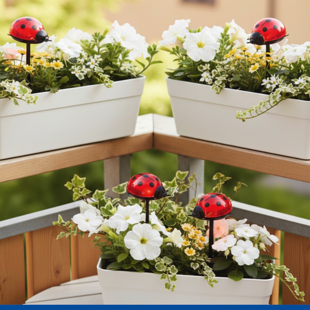 Lampki ogrodowe solarne, biedronki LED, 14 cm, 4 szt