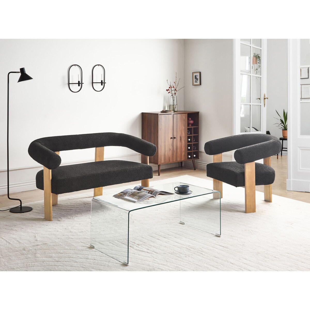 Komplet wypoczynkowy ILBRO Boucle Czarny/ jasny brąz