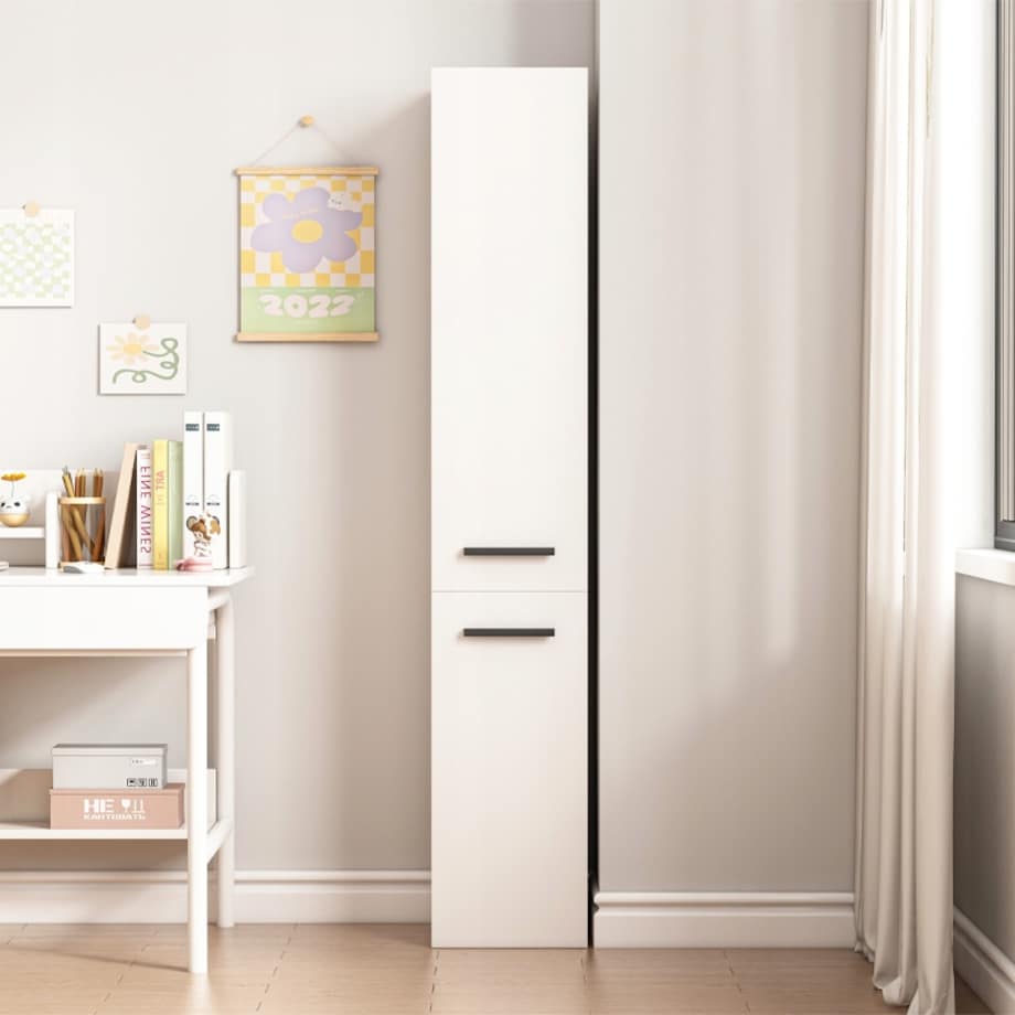 Regał Szafka Biała Nowoczesna Stojąca Słupek Wysoki Loft 2-drzwiowy 174 Cm